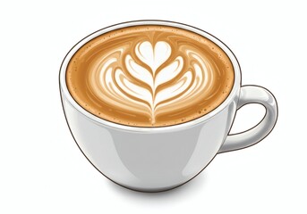 Latte Art An Espresso Drink with a Floral Pattern in a White Cup