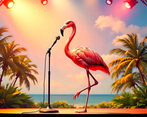 flamingo in the sunset