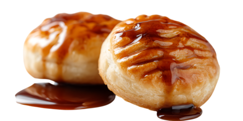 Delicious glazed buns, close up shot.