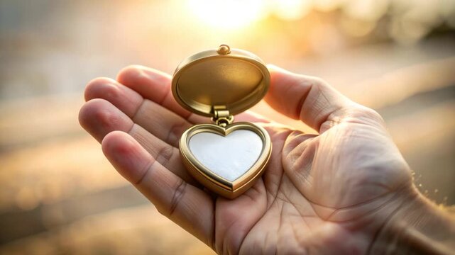 Heart shaped locket held in hand