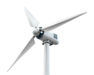 Renewable energy creation wind turbine open field bright sky isolated on transparent background