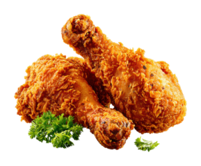 Fried chicken drumsticks kitchen food bright isolated on transparent background