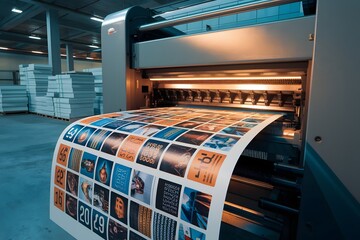 Close-up of Digital Prepress Printer Producing Vibrant Color Prints in Industrial