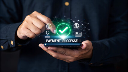 Seamless digital payment confirmation on smartphone, signifying secure online transaction success and financial convenience for modern commerce.