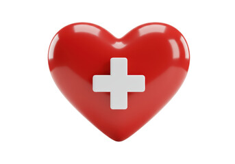 Obraz premium Isolated heart with cross, health care emblem, medical symbol; first aid sign