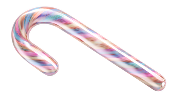 Iridescent abstract curve 3d rendered, isolated on transparent background