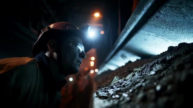 Focused medium shot capturing pit crew member monitoring clinker flow at cement kiln discharge port