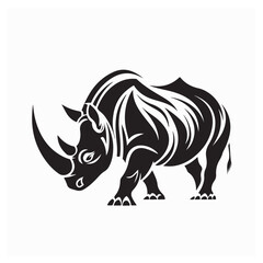 Artistic Rhinoceros Vector Design Minimalist Animal Silhouette on white background