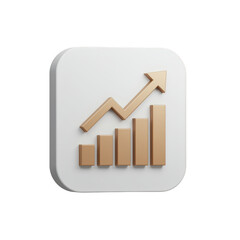 3d wooden bar chart with upward trend arrow isolated on transparent background