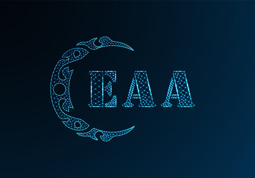 Low poly letter logo EAA design. EAA letter logo low poly vector design on blue color gradient background. EAA logo low poly design