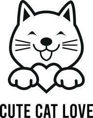 Cute Cat Love Logo Design Template | Free Design Template