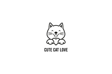 Cute Cat Love Logo Design Template | Free Design Template