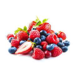Obraz premium Assorted Fresh Berries Including Strawberries, Raspberries, and Blueberries