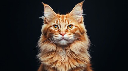 Obraz premium Majestic Maine Coon Cat with Striking Orange Fur and Intense Eyes