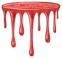 Red Slime Drips with Droplets in Graphic Style Design for Decoration