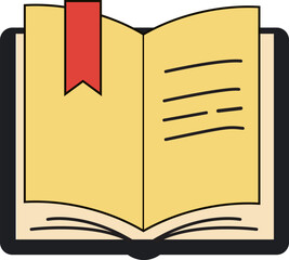 Open Book Illustration with Red Bookmark