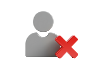 Isolated user blocked, personal account access rejected, gray icon with red cross