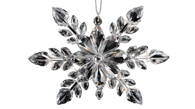 Crystal Snowflake Ornament, isolated on transparent background
