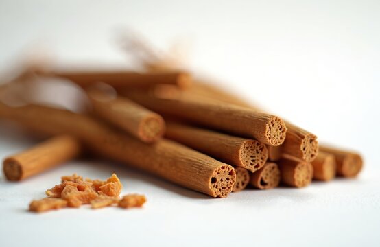 Selective focus on agar wood sticks incense chips used for burning perfumes, essential oils like Oud Bakhoor. Natural resin pieces, with distinct texture, key ingredients for aromatic fragrances,