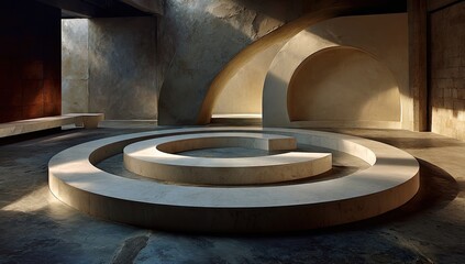 Abstract Circular Platform Illuminated