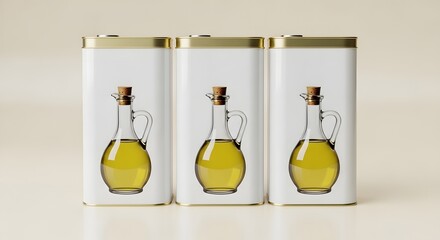 Elegant Olive Oil Packaging Design on Three Cans