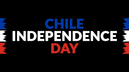 Chile Independence Day text with side lines on a black background. Which is observed every year in September to celebrate and wish Chile Independence Day.