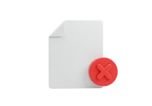 Isolated document shows an error, delete, cancel, or removed symbol for the file