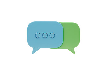 Isolated 3D illustration of blue and green cartoon speech bubbles for texting
