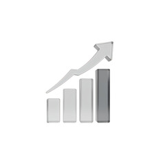 3d bar chart with upward arrow isolated on transparent background