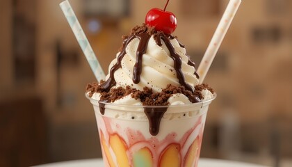 Refreshing Sundae Vortex with Chocolate in Summer Tones