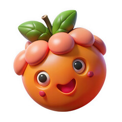 Cute cartoon orange character with happy expression isolated on transparent background