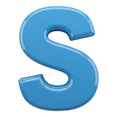 Blue letter s isolated on transparent background