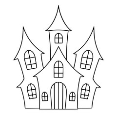 Fototapeta premium Spooky Halloween haunted house clipart set! Includes haunted mansion, ghosts, pumpkins, bats, black cat, graveyard, and full moon. Perfect for DIY crafts, invitations, stickers, and digital designs.