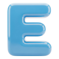 Obraz premium Blue letter e isolated on transparent background