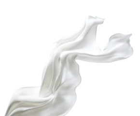 Soft white cloth waving isolated on transparent background for graphic design or wallpaper.