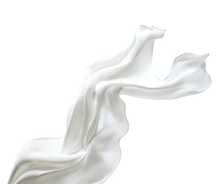 Fototapeta Soft white cloth waving isolated on transparent background for graphic design or wallpaper.