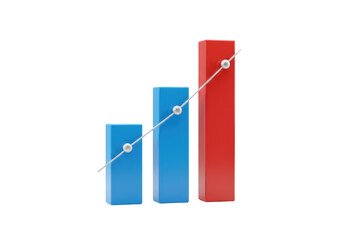 Isolated rendering of a simple bar graph visualizing growth and financial progress