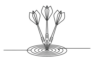 Three darts hitting the bullseye on a target representing success strategy and precision in achieving goals © StockSynergy