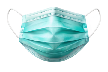 Realistic surgical face mask with ear loops for personal protection and health safety transparent background