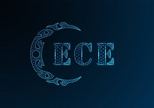 Low poly letter logo ECE design. ECE letter logo low poly vector design on blue color gradient background. ECE logo low poly design