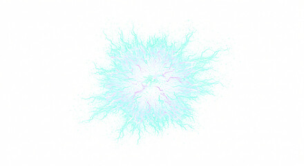 Fototapeta premium Turquoise and Pink Energy Burst with Delicate Filamentous Tendrils Radiating Outward.