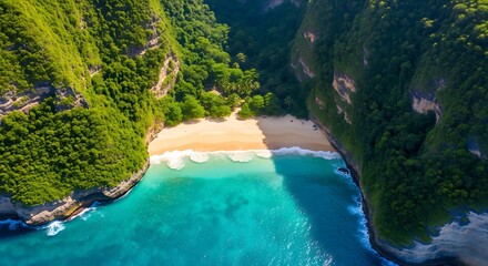 Kelingking beach, a hidden gem with dramatic cliffs and clear blue water