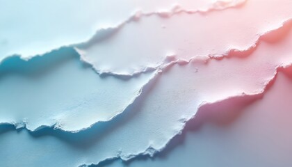 Calm gradient from pale blue to pastel pink with soft textured paper-like finish. Rippled edges create depth, subtle grunge feel. Blank space for copy ideal for design backgrounds, vintage posters,