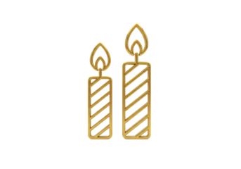 Isolated golden vector icon of two candles for a celebration, birthday, or holiday