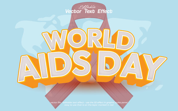 Aids day editable text effect 3d text for title