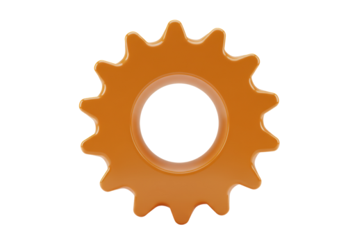 Isolated Gear, Cog Wheel, Mechanism, Machine Part, Industrial Element, Metallic, Shiny