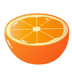 Cute Half Orange Illustration, Fresh Citrus Fruit Clipart