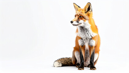 Obraz premium Red Fox Portrait Isolated Alert Wild Animal Wildlife Mammal Nature Fox