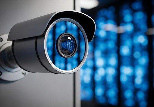 Close up of a security camera lens