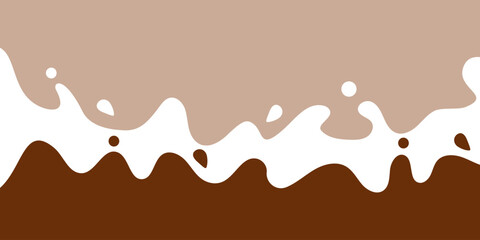 chocolate and milk splash, melted choco brown and milkshake simple shape, cocoa milk waves, dark chocolate milk splashes for advertising dairy cacao products